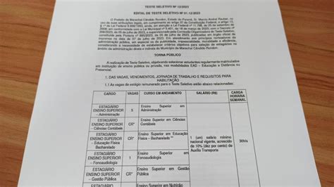 Inscrições ao teste seletivo para estágio remunerado seguem abertas