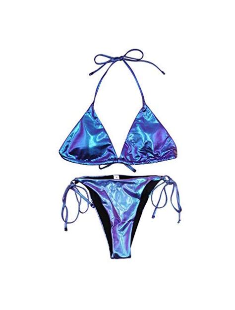 Buy Eilova Orityle Women S Liquid Metallic Sexy Triangle Bikini Set