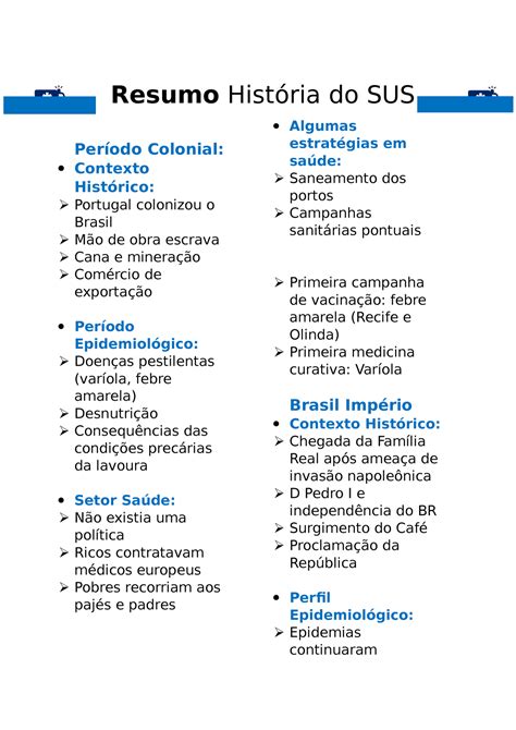 História Do Sus Resumo Resumo História Do Sus Período Colonial