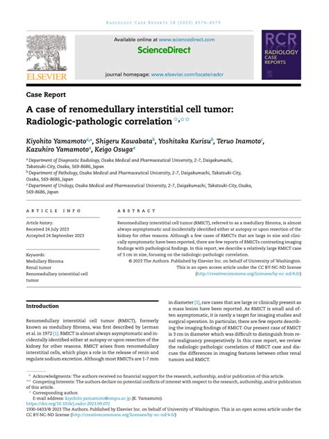 Pdf A Case Of Renomedullary Interstitial Cell Tumor Radiologic