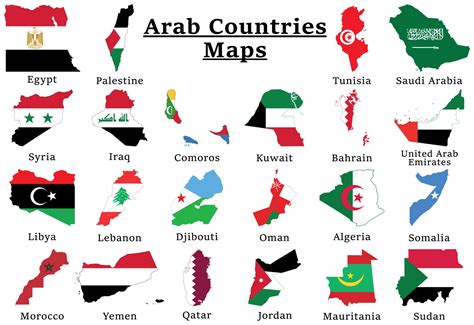 Set of Arab Countries National Flag Maps - Download Now