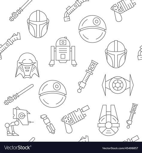 Star War Pattern Space Technology Movie Line Vector Image