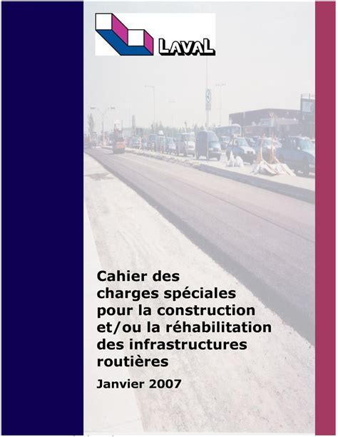 Cahier des charges spéciales pour la construction et ou la