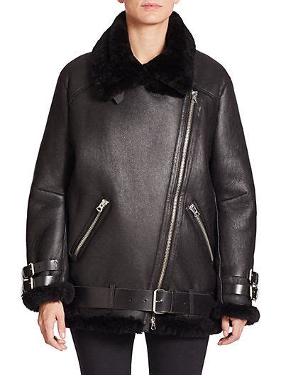 Acne Studios Velocite Shearling Trimmed Leather Biker Jacket ModeSens