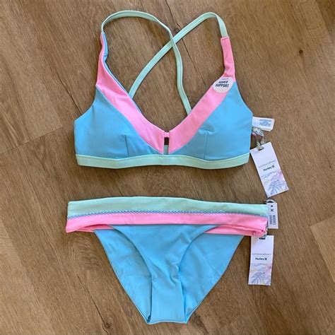 LoveShackFancy Swim Loveshackfancy X Hurley Triangle Bikini Set