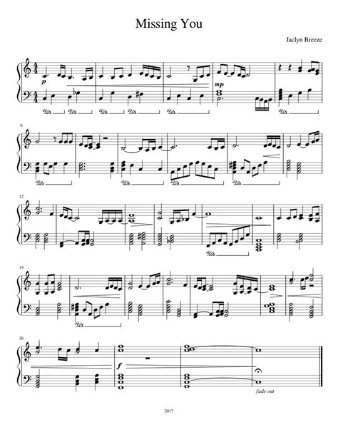 Missing You Sheet Music For Piano Solo