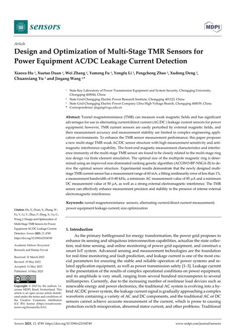 Pdf Design And Optimization Of Multi Stage Tmr Sensors For Power