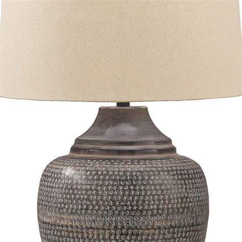 Benzara 29 In Brown Led Onoff Switch Table Lamp With Fabric Shade In The Table Lamps Department