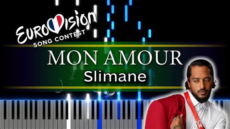 Slimane Mon Amour France Eurovision 2024 Piano Tutorial Sheet