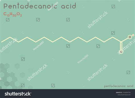 Large Detailed Infographic Molecule Pentadecanoic Acid Stock Vector