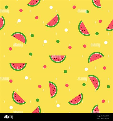 Seamless Summer Watermelon Background Yellow Background Stock Vector