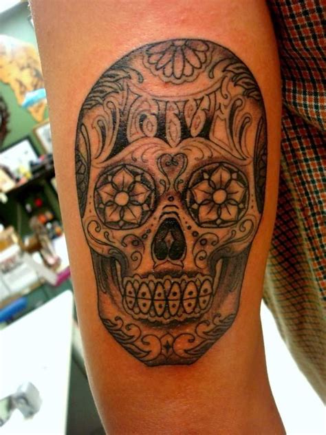 Sugar Skull Mexican Skull Tattoo On Half Sleeve