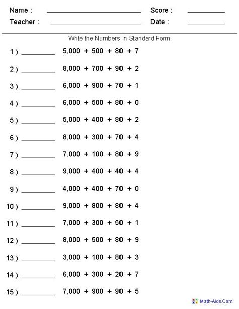 Write the decimal in standard form 2 – Hoeden Homeschool Support