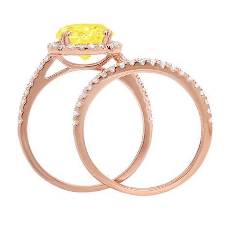 Clara Pucci 18k Rose Gold Round Cut 2ct Simulated Yellow Diamond