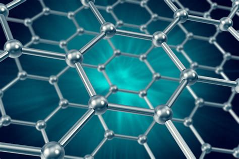 Model Structure Of Graphene Sheets On A Blue Background 3d Stock Photo