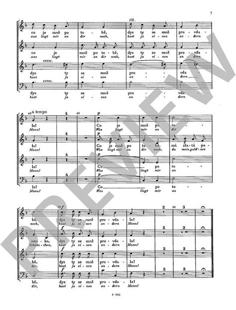 Six Moravian Songs Antonín Dvorák Sheet Music For Mixed Choir