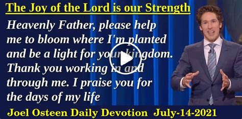 Joel Osteen July 14 2019 Sunday Daily Devotion The Joy Of The Lord