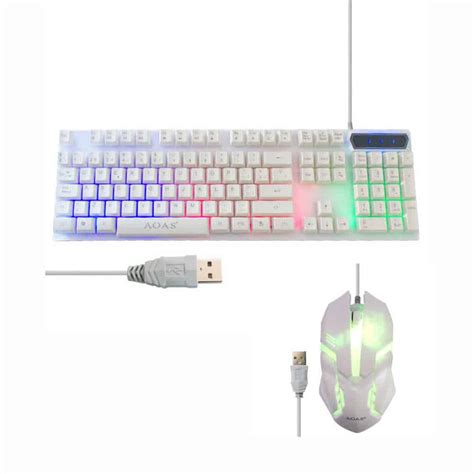 Kit Gamer Aoas Teclado Y Mouse M Blanco Sipo