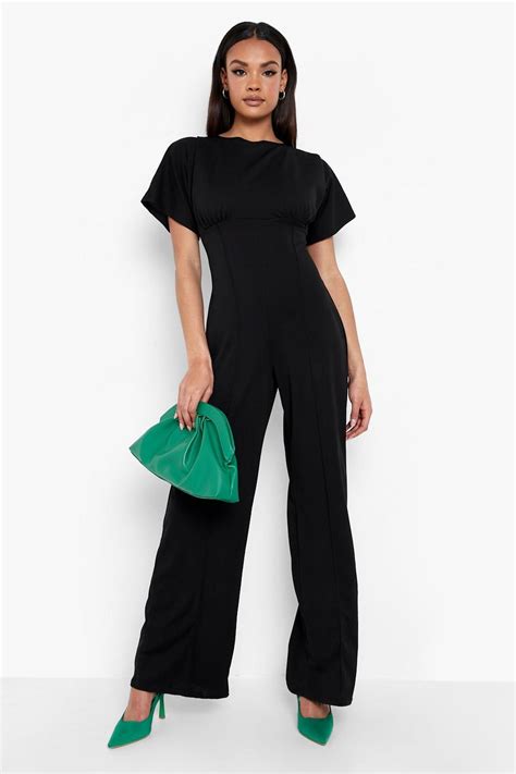 Seam Detail Batwing Wide Leg Jumpsuit Boohoo Uk