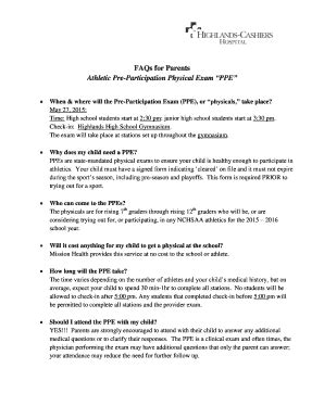 Fillable Online Athletic Pre Participation Physical Exam Ppe Fax Email