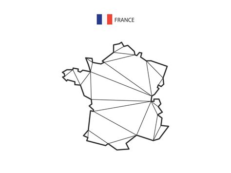 Mosaic Triangles Map Style Of France Isolated On A White Background