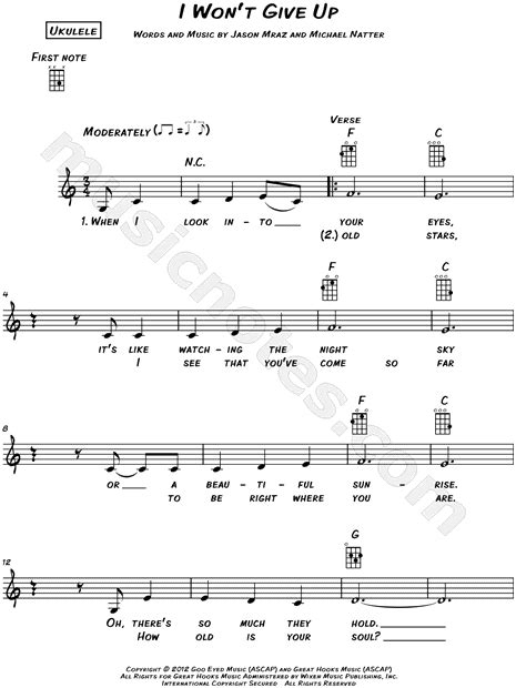 Jason Mraz I Wont Give Up Sheet Music Leadsheet In C Major Download And Print Sku Mn0213785