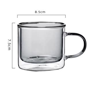 Caneca de café de vidro camada dupla 250ml copo colorido alça