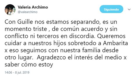 Valeria Archimó Habló De Su Separación De Guillermo Marín Es Un