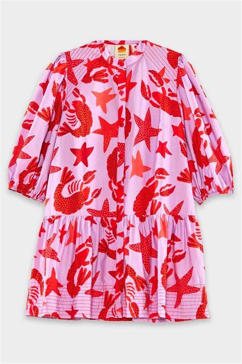 Farm Rio Lobster Sky Mini Dress In Red Lyst