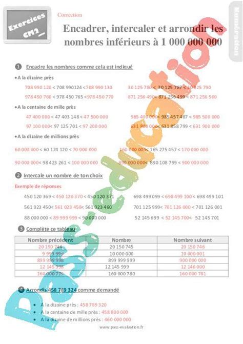 Encadrer Intercaler Et Arrondir Des Nombres Inf Rieurs