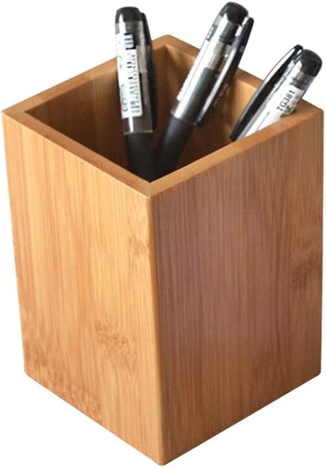 YOSCO Bamboo Wood Desk Pencil Holder Multi Purpose Use Pen Cup Amazon