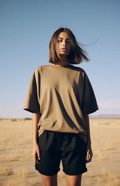 Premium Photo A Woman Stands Alone In The Vast Desert Surrounded By