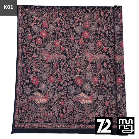 Jual KAIN BATIK PREMIUM Bahan Katun Motif Burung Kembang Warna Hitam