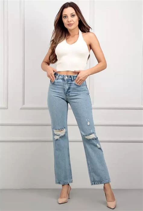 Pantaloni Denim Albastru Deschis Dasha Ro