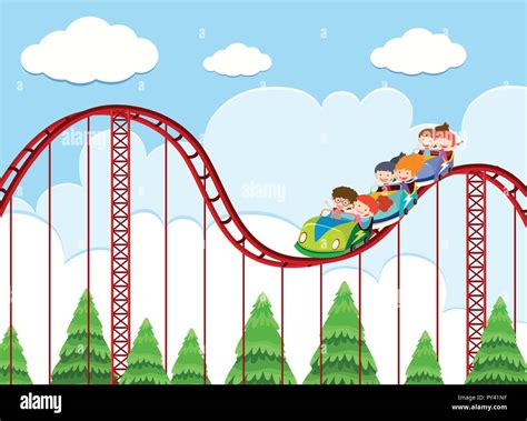 A roller coaster ride at theme park illustration Stock Vector Image & Art - Alamy