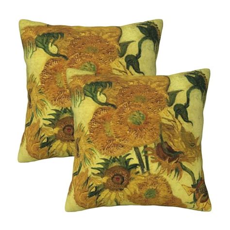 Home Throw Pillow Covers Two Sides Printed Van Gogh Sunflower Decor