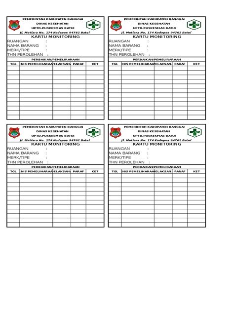 Kartu Monitoring Ruangan Pdf