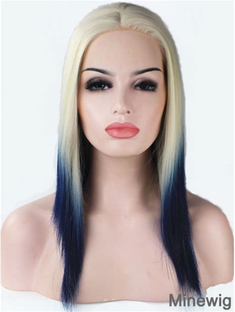 16 Ombre 2 Tone Long Without Bangs Straight Fashionable Lace Wigs