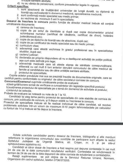 Posturile de director medical și director de îngrijiri scoase la