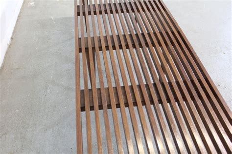 Mid Century Modern Mel Smilow Elongated Walnut Slat Bench Endcoffee Table For Sale At 1stdibs