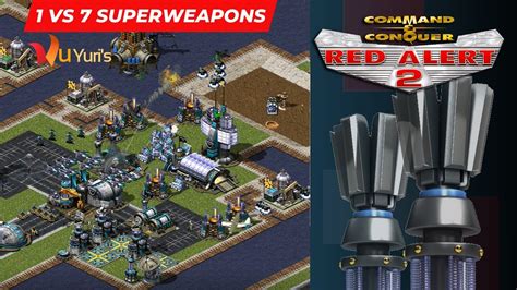 Red Alert 2 1 Vs 7 Superweapons Hard AI Heck Bay Map YouTube