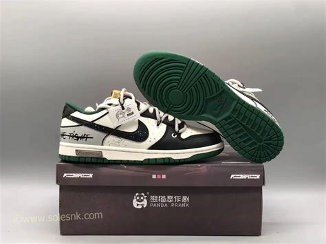 Panda Prank X Custom Nike Dunk Low ‘hold Me Tight White Black Green