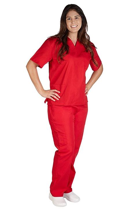 Mandm Scrubs Women Scrub Set Medical Scrub Top And Pants L Red Made By M