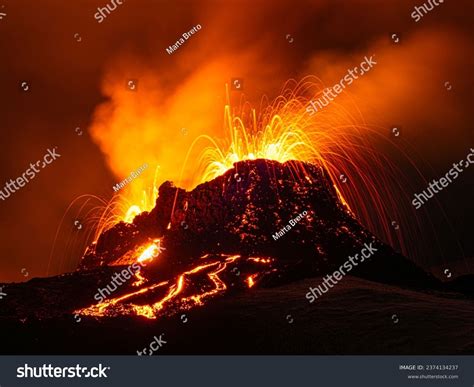 Fagradalsfjall Volcanic Eruption Icelands Reykjaness Peninsula Stok