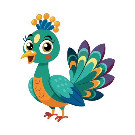 Illustration Of Cartoon Cute Peacock On White 42681685 Vector Art At