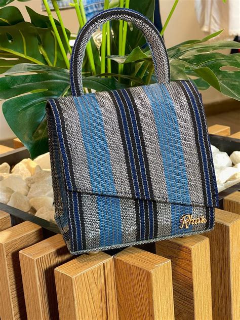 Mini Twisted Aso Oke Bag Woven Fabric Handbag By Rhai Hand Bags