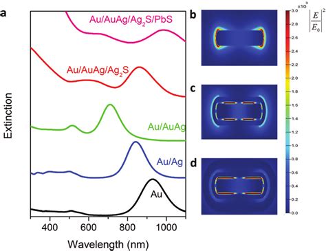 A Extinction Spectra Of The Au Au Ag Au AuAg Au AuAg Ag 2 S And