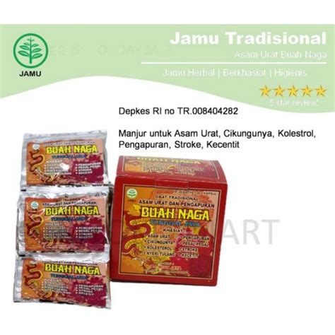 Sachet Jamu Tradisional Kapsul Asam Urat Dan Pengapuran Buah Naga