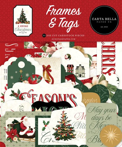 Carta Bella Cardstock Ephemera Frames Tags A Vintage Christmas