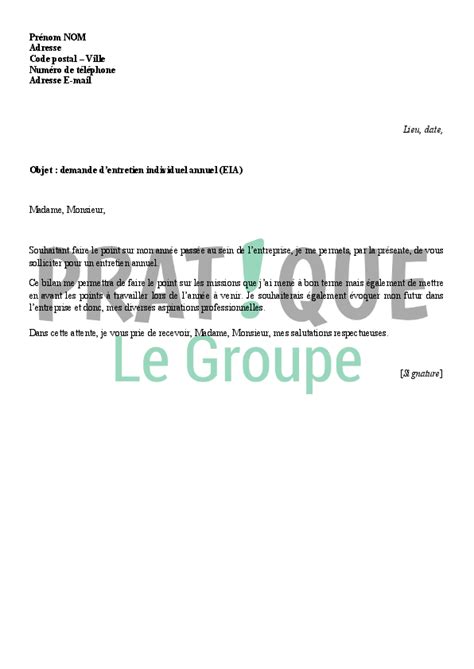 Lettre De Demande D Entretien Individuel Annuel Pratique Fr